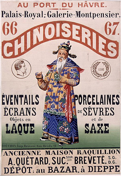 Poster advertising a “boutique de chinoiseries” in Havre and Dieppe, France, 1955. (Source: Bibliothèque Nationale de France)
