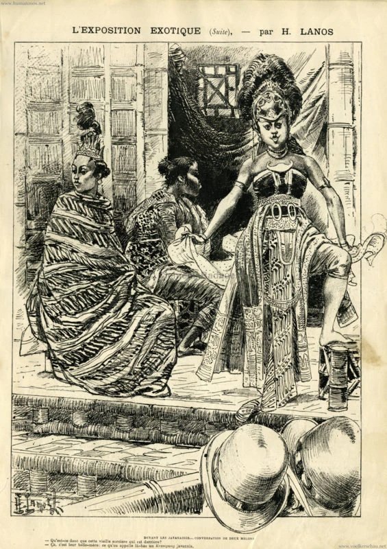 Javanaise dancer at the Paris exposition 1889. published in L'Exposition Exotique. (Source: https://humanzoos.net/?page_id=10318)
