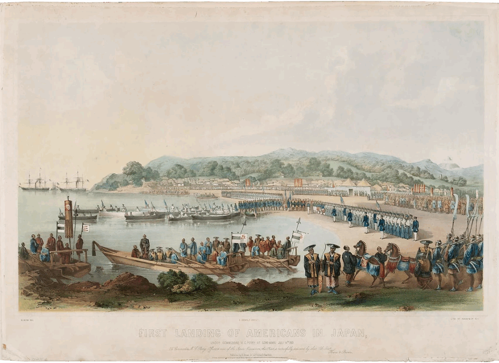 First Landing of Americans in Japan. Drawing by Eliphalet M. Brown, Jr., copied after Peter Bernard William Heine. 1855 (Source: National Portrait Gallery, Smithsonian Institution)