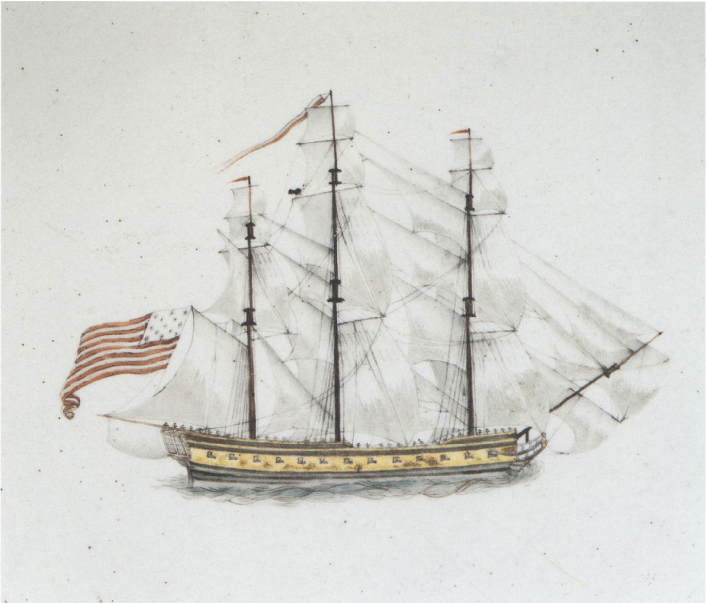 China Tea Trade ship. Punch bowl, Chinese export ware for the American market, ca 1784-1790. Hgt 6.25 in. Bequest of Edith Pryor, 1935. Met Museum of Art 35