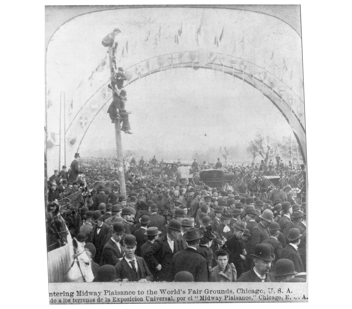 Entering Midway Plaisance to the World's Fair Grounds, Chicago Digital ID CPH 3a51887, Repro. Number LC-USZ62-51864. Library of Congress Prints & Photographs Division