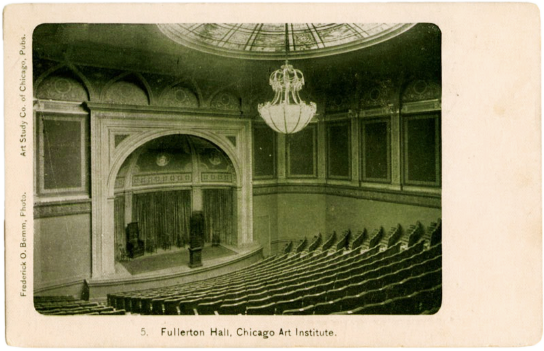 Art Institute of Chicago, Fullerton Hall, post card ca. 1915.