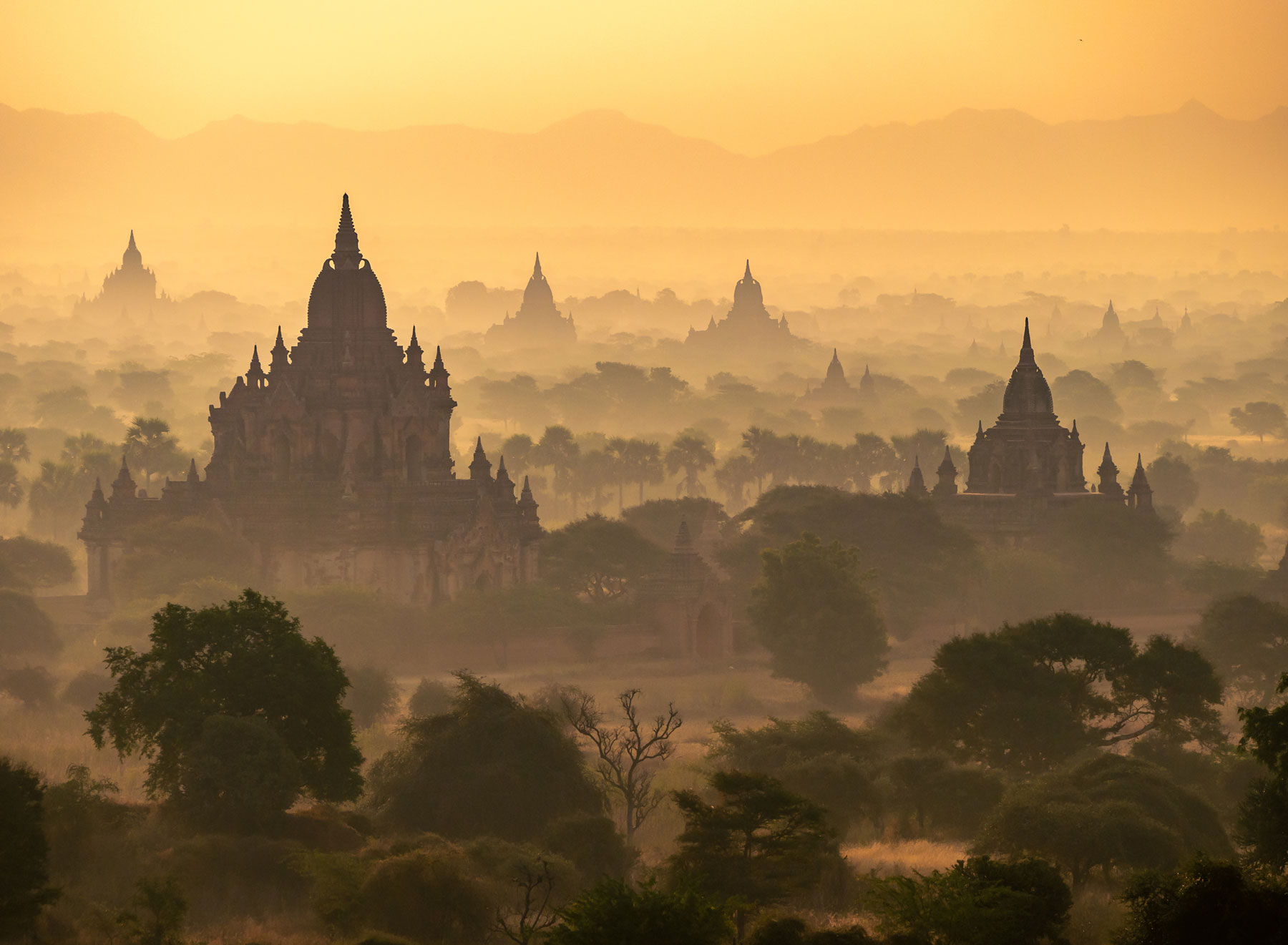 Buddhist temples at Bagan Pagan Myanmar