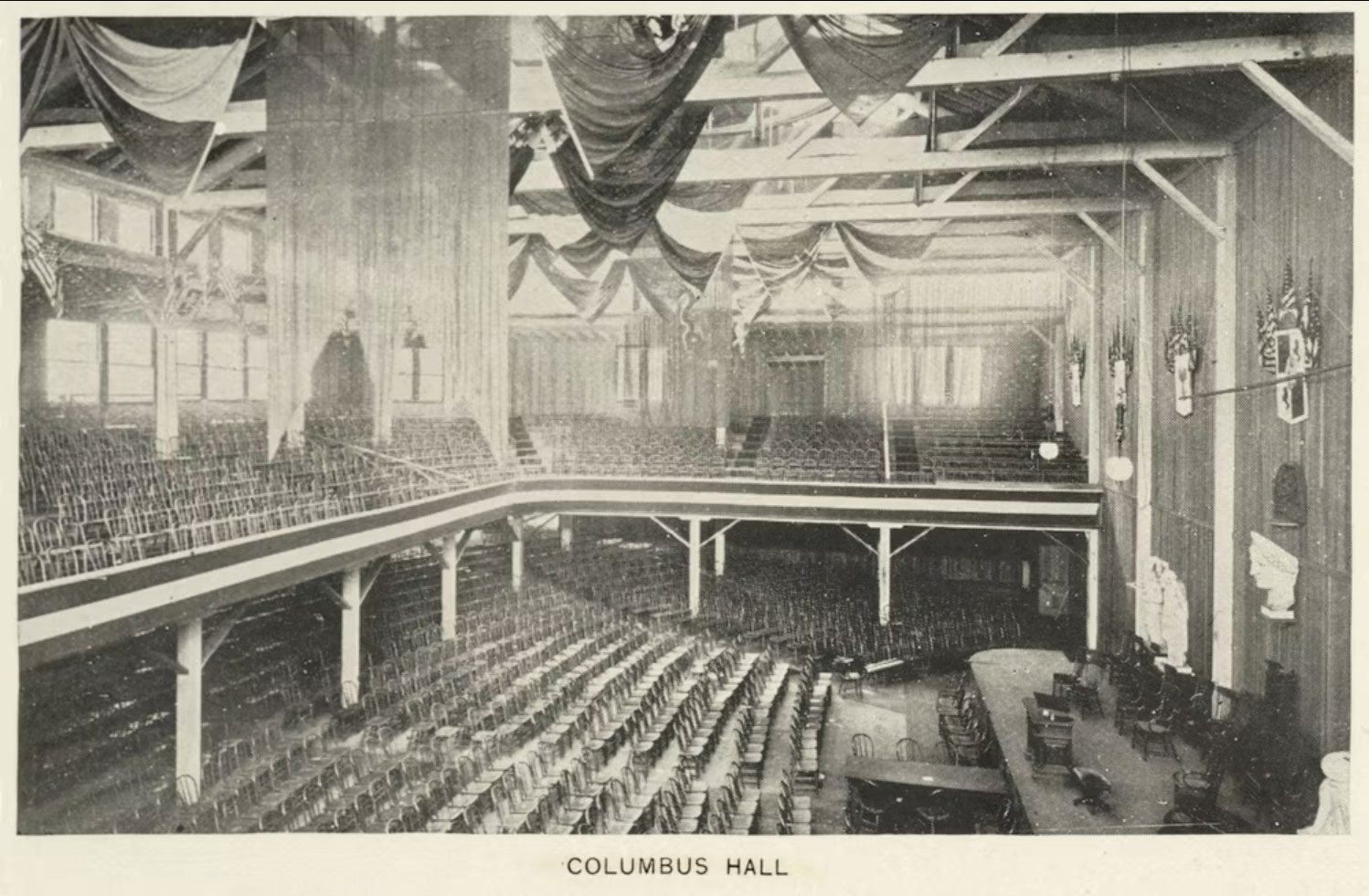 Columbus Hall, the main venue for the Parliament of World Religions in 1893. It was later reconfigured into the Art Institute of Chicago’s present Fullerton Hall. From a postcard ca. 1915.