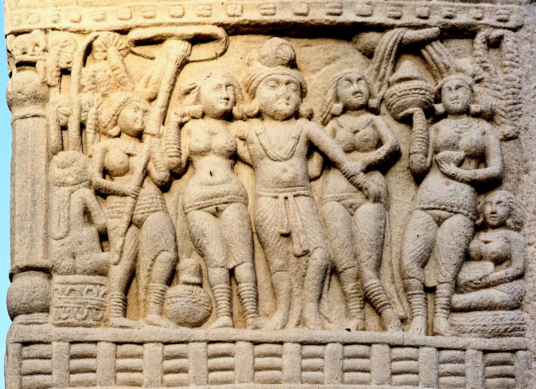 King Ashoka with his Queens, South Gate of Stupa No.1 at Sanchi.