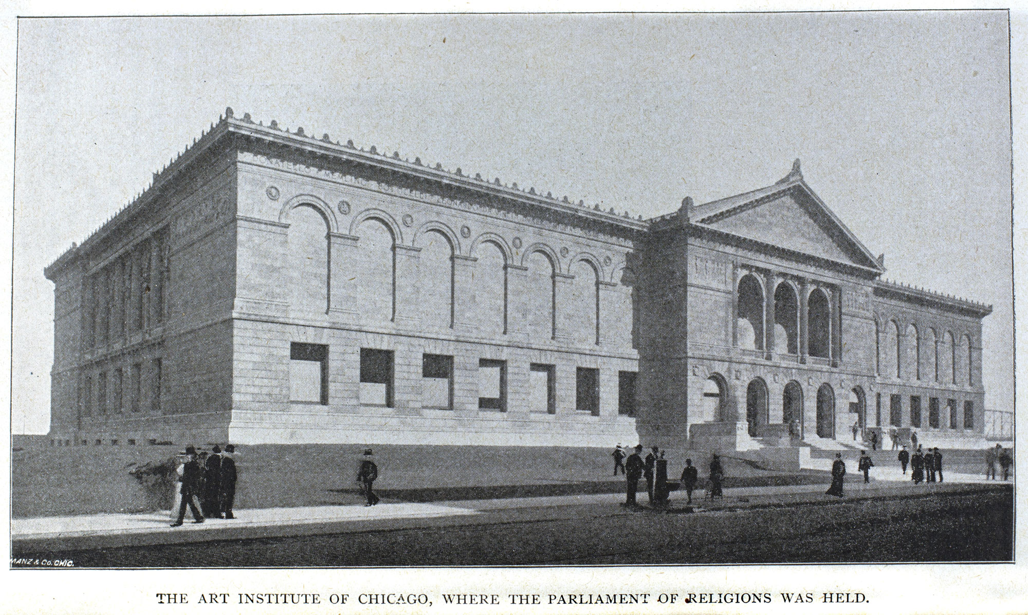 "The Art Institute where the Parliament of Religions was Held." From John Henry Barrows, Meeting of the World's Parliament of Religions (Chicago: The Parliament Publishing Company, 1893), frontispiece and p.35