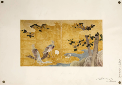 One of the painted sliding door panels (fusuma) for the Hō-ō-den (Phoenix Hall) at the World’s Columbian Exposition, 1893.. Source: The Art Institute of Chicago