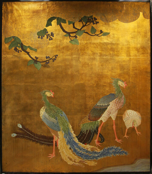 Three painted sliding doors (fusuma-e) from the Phoenix Pavilion (Ho-o-den) at the World’s Columbian Exposition, 1893, by Artist Hashimoto Gahô. (Source: Art Institute of Chicago, Gift of the Chicago Park District 2015.635a-c)