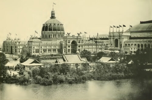 (Source: C.D. Arnold and H. D. Higinbotham, Official Views of the World’s Columbian Exposition, 1893) United States Government Building and Japanese Ho-o-den. Official Views of the World’s Columbian Exposition.