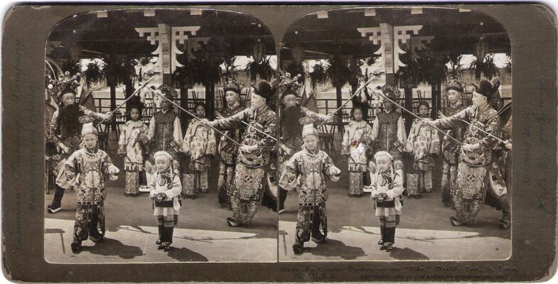 "Stage of a Chinese Theatre on the "Pike", World's Fair." 1904 St. Louis World's Fair