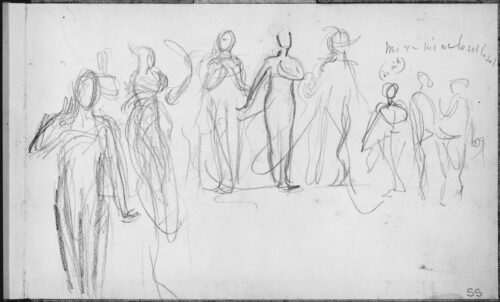 Javanese Dancers Performing (Inside Back Cover of Sketchbook of Javanese Dancers), John Singer Sargent, 1889.