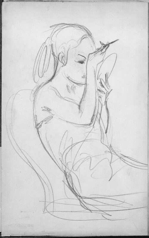 Javanese Dancer Applying Make-up (from Sketchbook of Javanese Dancers), John Singer Sargent, 1889.