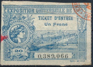 Exposition Universelle 1900 Admission Ticket. Art Nouveau