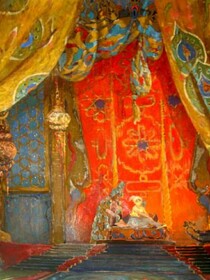 Leon Bakst, Design drawing for the Set of Shéhérazade, 1910
