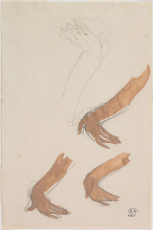 Media Viewer Quatre études de mains de cambodgienne, Auguste Rodin, 1906, No. 4505.